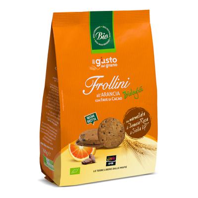 Frollini biologici all'arancia con fave di cacao 300g